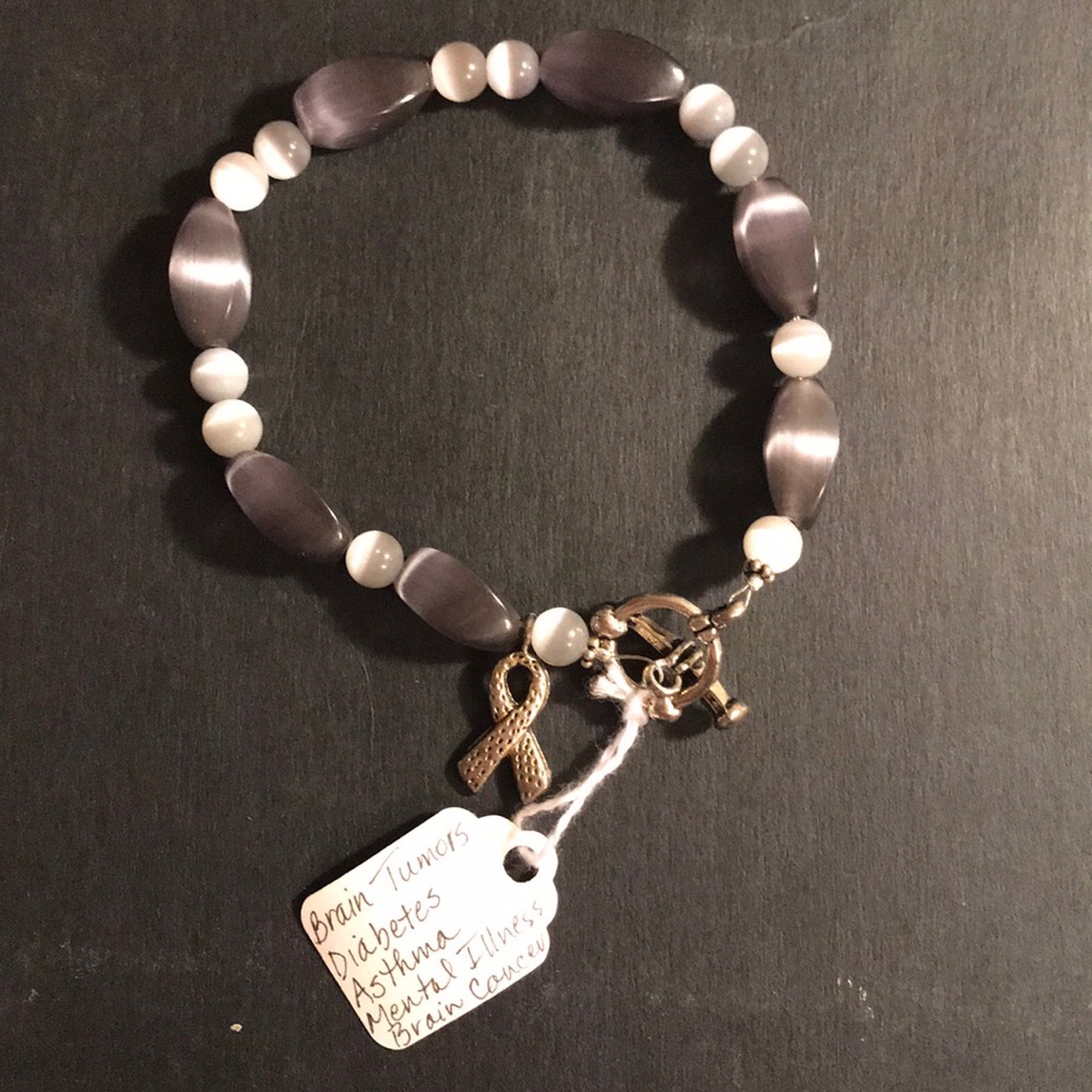 Handcrafted grey awareness bracelet